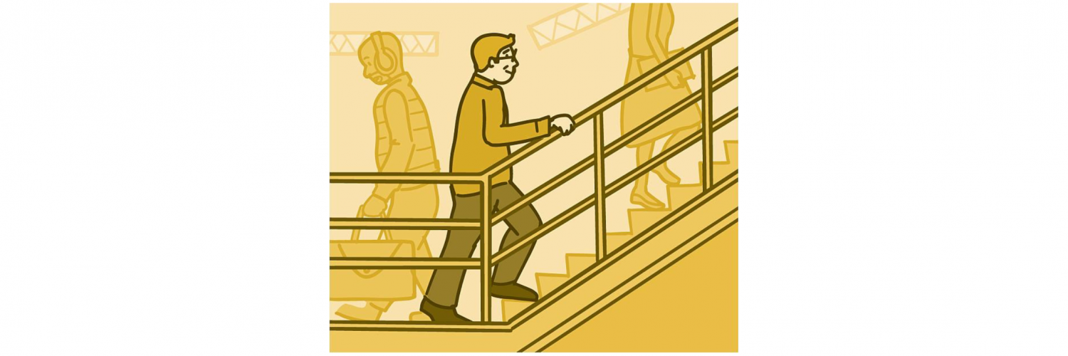 Illustration of people taking the stairs.