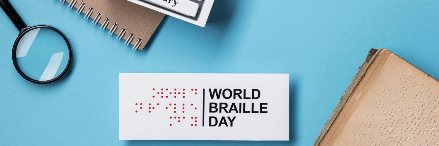 Image of calendar with January 4th date and world braille day in print and braille